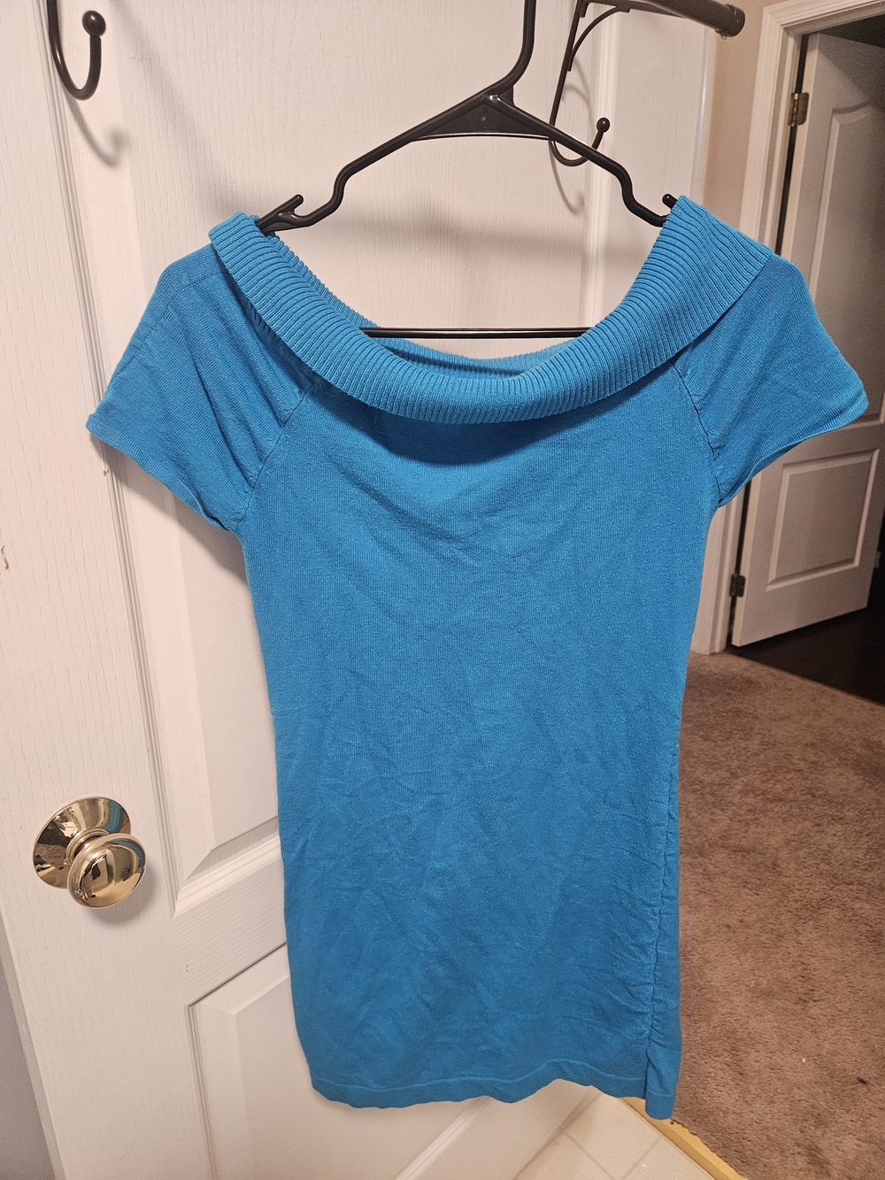 Derek Heart Bright Blue Scoop Neck Short Sleeve Sweater